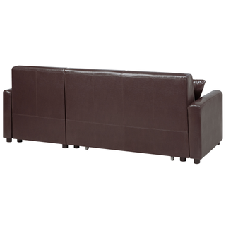 Corner Sofa Bed Dark Brown Faux Leather 3 Seater Left Hand Orientation with Storage Beliani