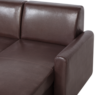 Corner Sofa Bed Dark Brown Faux Leather 3 Seater Left Hand Orientation with Storage Beliani