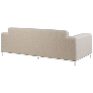 Garden Sofa Set Beige Fabric Upholstery White Aluminium Legs with Ottoman 5 Seater Weather Resistant Outdoor Beliani - Sofa In Store