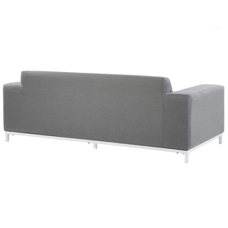 Garden Sofa Set Grey Fabric Upholstery White Aluminium Legs with Ottoman 5 Seater Weather Resistant Outdoor Beliani - Sofa In Store