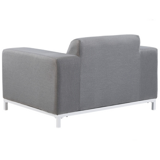 Garden Sofa Set Grey Fabric Upholstery White Aluminium Legs with Ottoman 5 Seater Weather Resistant Outdoor Beliani - Sofa In Store