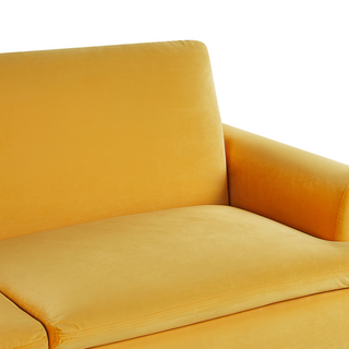 Velvet Sofa Bed Yellow 3 Seater Click Clack Golden Metal Legs Beliani - Sofa In Store