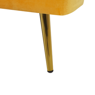 Velvet Sofa Bed Yellow 3 Seater Click Clack Golden Metal Legs Beliani - Sofa In Store
