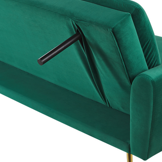 Velvet Sofa Bed Dark Green 3 Seater Click Clack Golden Metal Legs Beliani