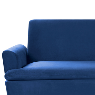 Velvet Sofa Bed Navy Blue 3 Seater Click Clack Golden Metal Legs Beliani - Sofa In Store