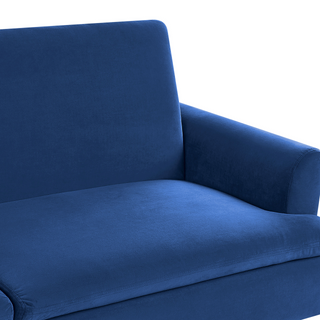 Velvet Sofa Bed Navy Blue 3 Seater Click Clack Golden Metal Legs Beliani - Sofa In Store