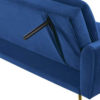 Velvet Sofa Bed Navy Blue 3 Seater Click Clack Golden Metal Legs Beliani - Sofa In Store