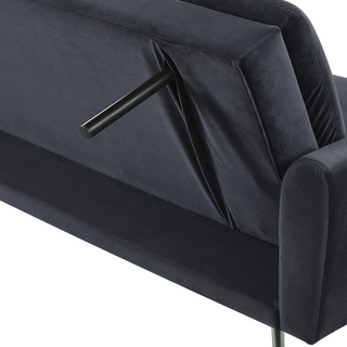 Velvet Sofa Bed Black 3 Seater Click Clack Golden Metal Legs Beliani - Sofa In Store