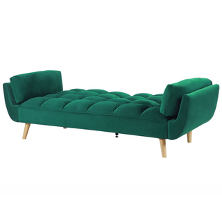Sofa Bed Green Velvet Fabric 3 Seater Wooden Legs Foam Filling Split Back Biscuit Padding Beliani - Sofa In Store