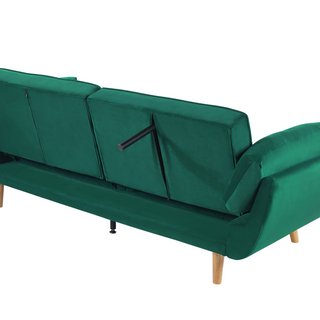 Sofa Bed Green Velvet Fabric 3 Seater Wooden Legs Foam Filling Split Back Biscuit Padding Beliani - Sofa In Store