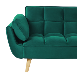 Sofa Bed Green Velvet Fabric 3 Seater Wooden Legs Foam Filling Split Back Biscuit Padding Beliani - Sofa In Store