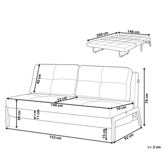 Sofa Bed Black Fabric 2 Seater Cushions Scandinavian Beliani - Sofa In Store