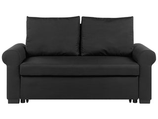 Sofa Bed Black Polyester Fabric 2 Seater Pull-Out Convertible Sleeper Retro Beliani - Sofa In Store