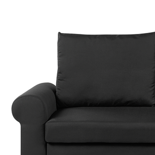 Sofa Bed Black Polyester Fabric 2 Seater Pull-Out Convertible Sleeper Retro Beliani - Sofa In Store