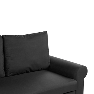 Sofa Bed Black Polyester Fabric 2 Seater Pull-Out Convertible Sleeper Retro Beliani - Sofa In Store