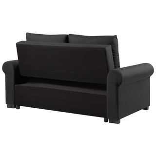 Sofa Bed Black Polyester Fabric 2 Seater Pull-Out Convertible Sleeper Retro Beliani - Sofa In Store