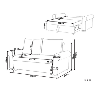 Sofa Bed Black Polyester Fabric 2 Seater Pull-Out Convertible Sleeper Retro Beliani - Sofa In Store