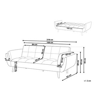 Sofa Bed Light Grey Velvet Fabric 3 Seater Wooden Legs Foam Filling Split Back Biscuit Padding Beliani - Sofa In Store