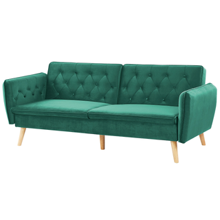 Sofa Bed Dark Green Velvet Upholstered Convertible Couch Modern Design Buttoned Backrest  Beliani - Sofa In Store