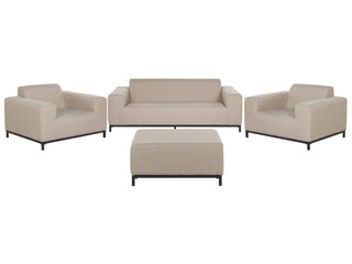 Garden Sofa Set Beige Fabric Upholstery with Ottoman 5 Seater Weather Resistant Outdoor Beliani - Sofa In Store
