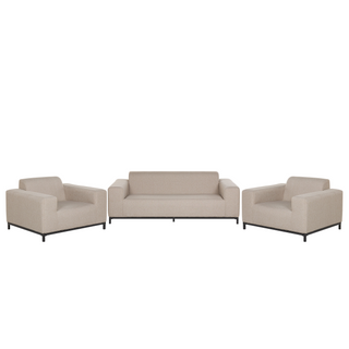 Garden Sofa Set Beige Fabric Upholstery with Ottoman 5 Seater Weather Resistant Outdoor Beliani - Sofa In Store