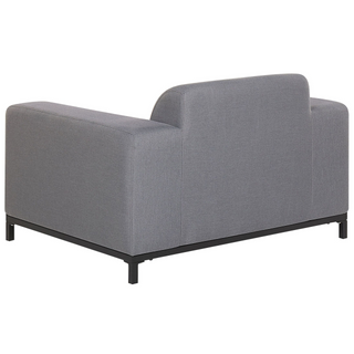 Garden Sofa Set Beige Fabric Upholstery Black Aluminium Legs with Ottoman 5 Seater Weather Resistant Outdoor Beliani - Sofa In Store