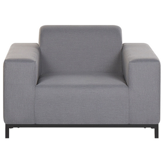 Garden Sofa Set Beige Fabric Upholstery Black Aluminium Legs with Ottoman 5 Seater Weather Resistant Outdoor Beliani - Sofa In Store
