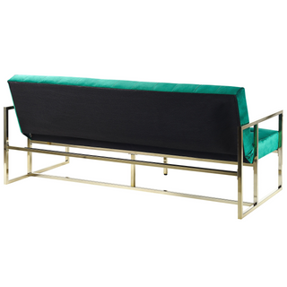 Sofa Bed Green Velvet Tufted Upholstery 3 Seater Gold Metal Frame with Armrests Retro Style Beliani