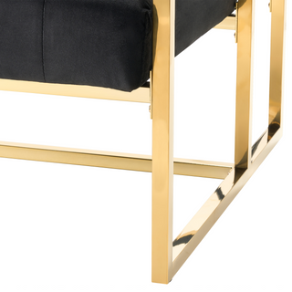 Sofa Bed Blue Velvet Tufted Upholstery 3 Seater Gold Metal Frame with Armrests Retro Style Beliani - 242899 - Sofa In Store