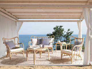 Garden Sofa Set Beige Natural Rattan 2 Tables 2 Armchairs Sofa Indoor Outdoor Cushions Boho Beliani - Sofa In Store