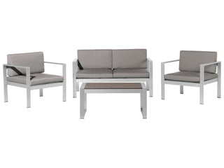 4 Piece Garden Sofa Set | Plastic Wood | Dark Grey | 2 Chairs & Coffee Table - Sofa In Store