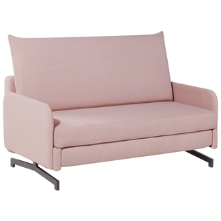 Sofa Bed Pink Fabric 2 Seater Modern Living Room Beliani