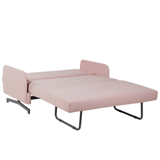 Sofa Bed Pink Fabric 2 Seater Modern Living Room Beliani