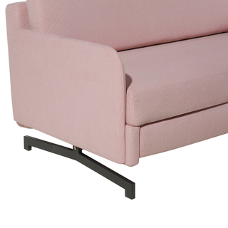 Sofa Bed Pink Fabric 2 Seater Modern Living Room Beliani