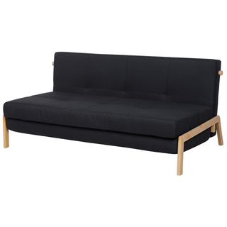 Sofa Bed Black Fabric 2 Seater Cushions Scandinavian Beliani - Sofa In Store