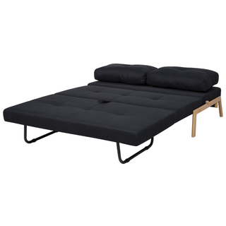 Sofa Bed Black Fabric 2 Seater Cushions Scandinavian Beliani - Sofa In Store