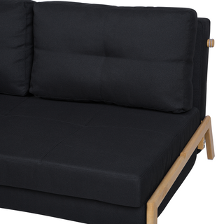 Sofa Bed Black Fabric 2 Seater Cushions Scandinavian Beliani - Sofa In Store