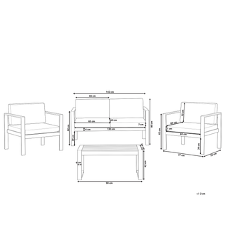 4 Piece Garden Sofa Set | Plastic Wood | Dark Grey | 2 Chairs & Coffee Table - Sofa In Store