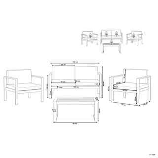 4 Piece Garden Sofa Set | Grey Plastic Wood | Grey | Includes 2 Chairs & Coffee Table - Sofa In Store