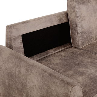 Corner Sofa Bed Brown Faux Leather Upholstered Left Hand Orientation with Storage Bed Beliani