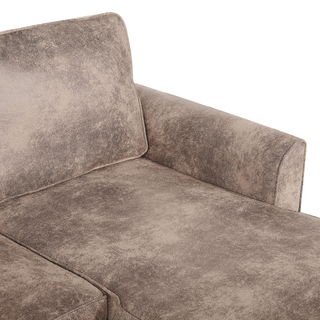 Corner Sofa Bed Brown Faux Leather Upholstered Left Hand Orientation with Storage Bed Beliani
