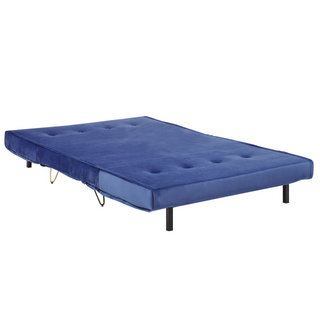 Sofa Bed Navy Blue Velvet 2 Seater Fold-Out Sleeper Armless With 2 Cushions Metal Gold Legs Glamour Beliani - Sofa In Store