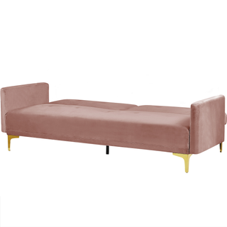 Sofa Bed Pink Velvet 3 Seater Buttoned Seat Click Clack Traditional Living Room  Beliani