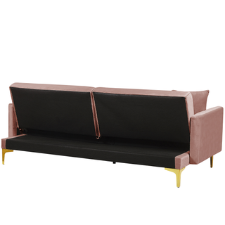 Sofa Bed Pink Velvet 3 Seater Buttoned Seat Click Clack Traditional Living Room  Beliani