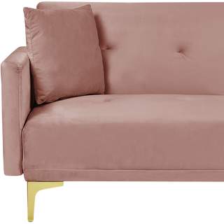 Sofa Bed Pink Velvet 3 Seater Buttoned Seat Click Clack Traditional Living Room  Beliani