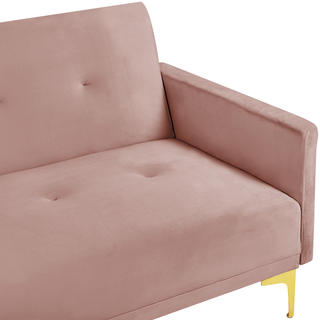Sofa Bed Pink Velvet 3 Seater Buttoned Seat Click Clack Traditional Living Room  Beliani