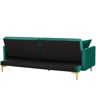 Sofa Bed Green Velvet 3 Seater Buttoned Seat Click Clack Traditional Living Room  Beliani - Sofa In Store