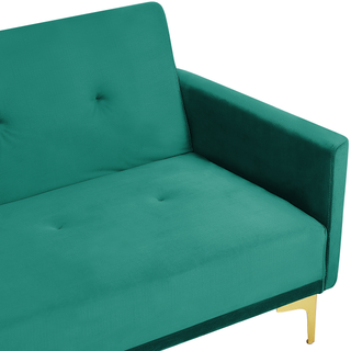 Sofa Bed Green Velvet 3 Seater Buttoned Seat Click Clack Traditional Living Room  Beliani - Sofa In Store