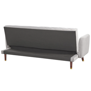 Sofa Bed Light Grey Velvet Fabric Modern Living Room 3 Seater Wooden Legs Track Arm Beliani - Sofa In Store