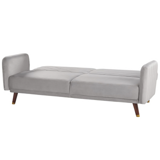 Sofa Bed Light Grey Velvet Fabric Modern Living Room 3 Seater Wooden Legs Track Arm Beliani - Sofa In Store